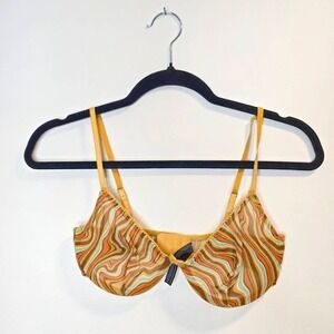 Out From Under‎ Balconette Bra Women's 32D Brown Swirl Print Mesh Underwire